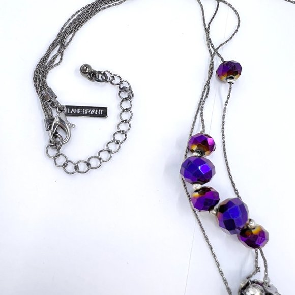 NWOT - Lane Bryant - Color Shift Glass Beaded Gunmetal Tone Layered 24” Necklace - Picture 5 of 6